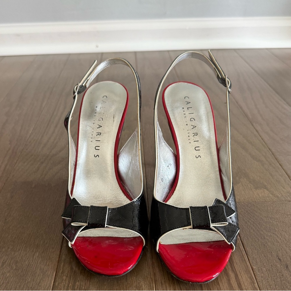 Beautiful Caligarius Black and Red Women's Slingback Heels